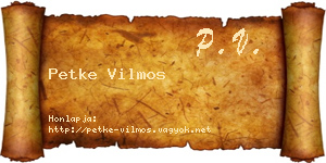 Petke Vilmos névjegykártya